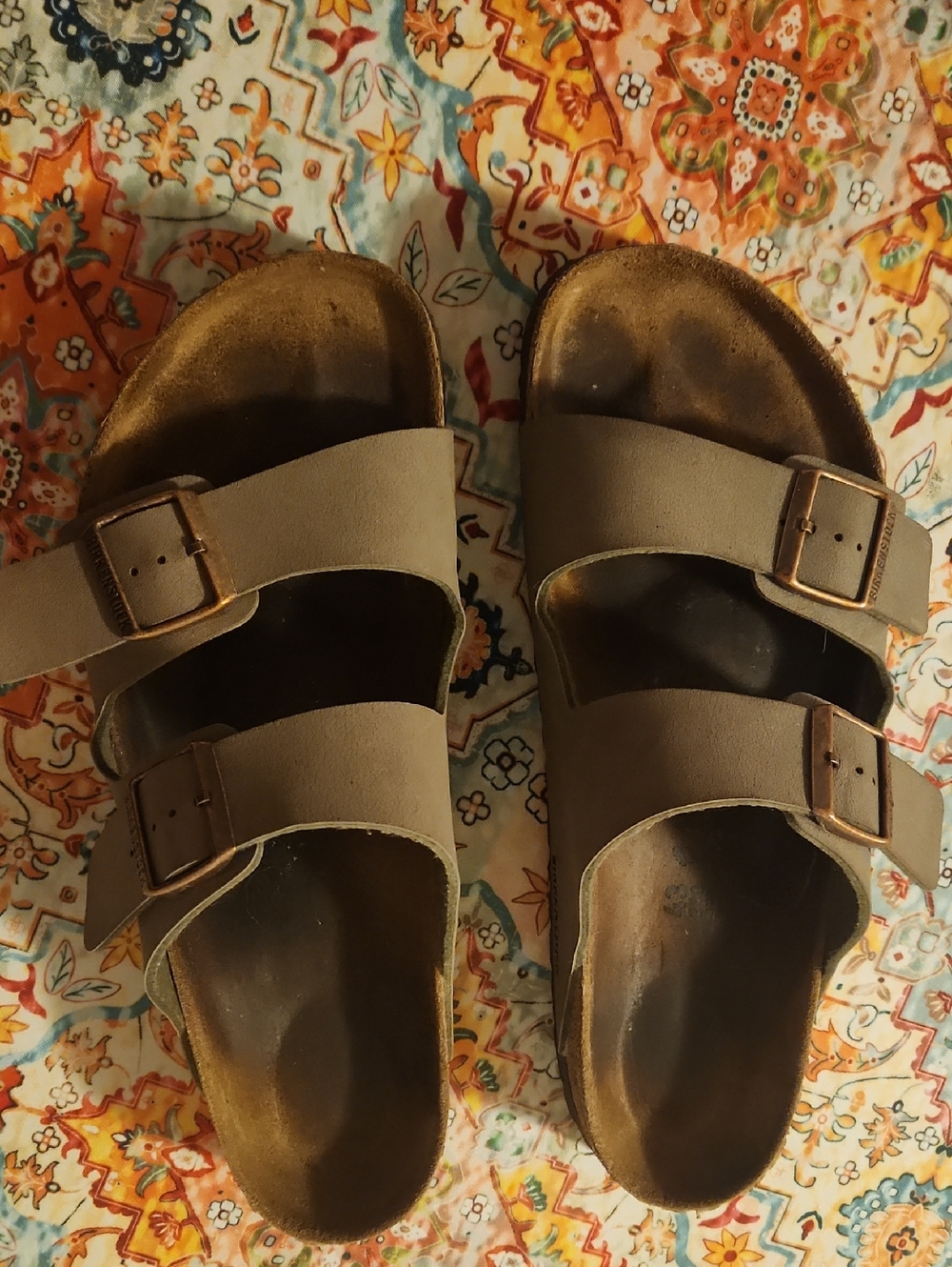 Birkenstock Womens Cobblestone Gray Two-Strap Sandals Size 42